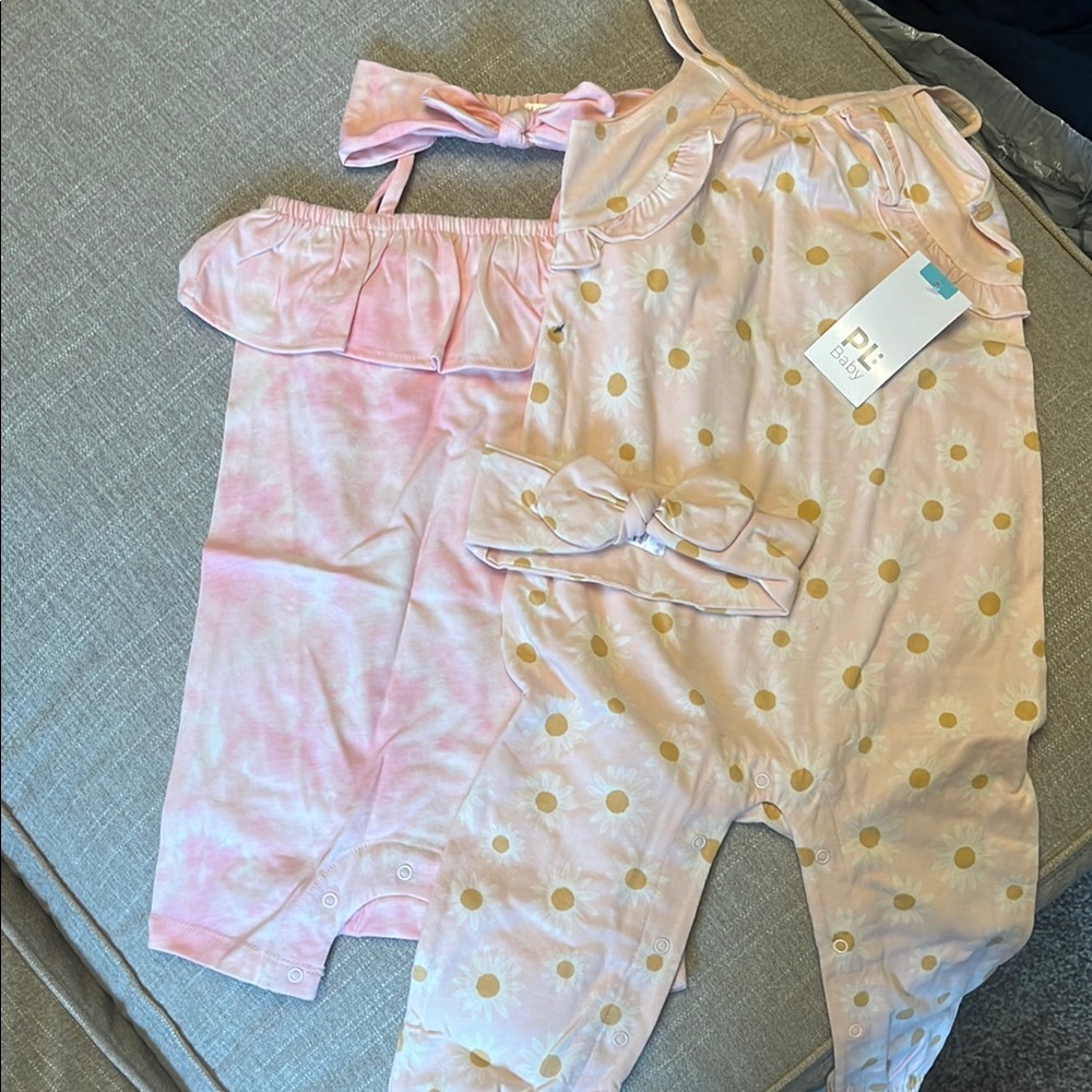Pink and Yellow Baby Romper Set